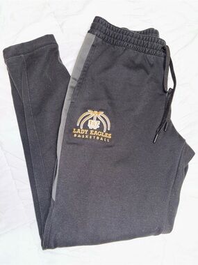Nike Black Kids Sweatpants NB with Gray Side Panels and Gold Logo